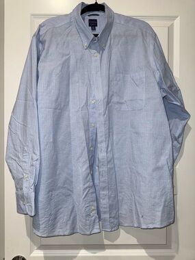 Dickies Men's Light Blue Pinstripe Button-Down Dress Shirt